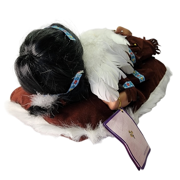 GOLDENVALE 1/2000 Native American Sleeping Baby Porcelain Doll on Pillow - Picture 5 of 10